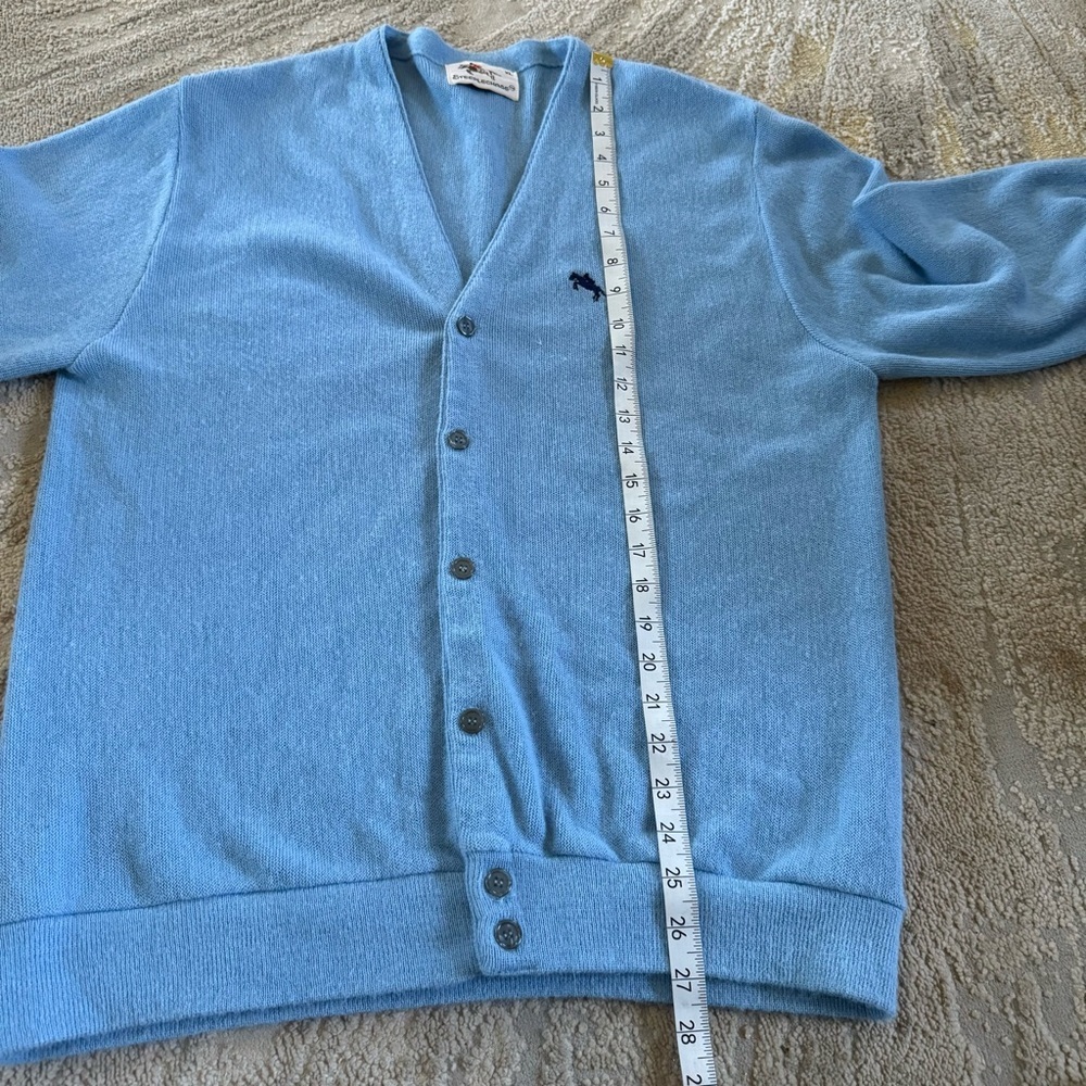 Vintage Cardigan sweater Steeplechase Blue button front horse embroidery XL - Picture 7 of 8